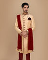 alt message - Manyavar Men Fawn Embellished Designer Wedding Sherwani image number 2